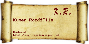 Kumer Rozália névjegykártya